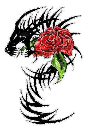 Dragon With Red Rose