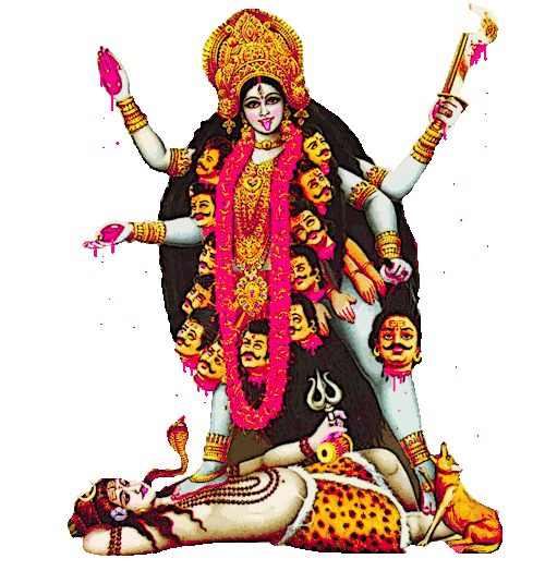 Goddess Kali Standing On Lord Shiva