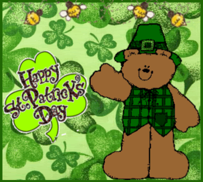 Happy St Patricks Day Teddy Waving