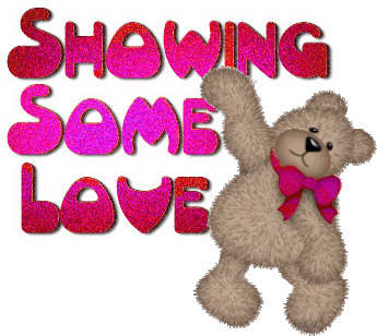 Pink Text Showing Some Love Teddy Bear Glitter